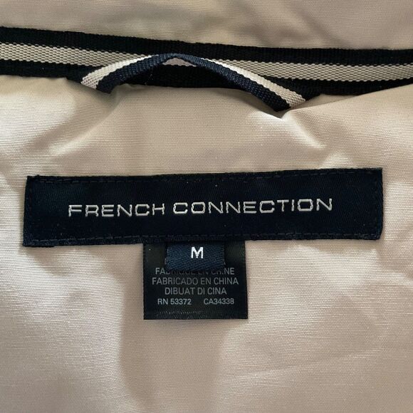 French Connection Hooded Puffer Quilted Jacket Coat Sz M Ecru Water Repellent - Picture 6 of 15